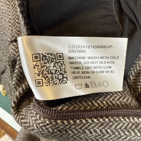 Cider Collar Cinched Waist Jumpsuit XS Tan Houndstooth Pleated NWT - Picture 10 of 10